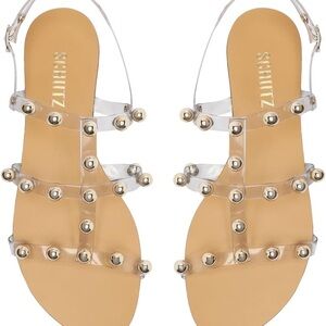 Schutz Yarin clear vinyl flat sandals